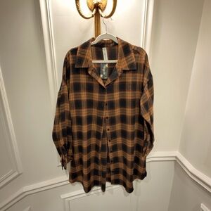 Blooming Jelly Orange and Black Plaid Shirt/Jacket